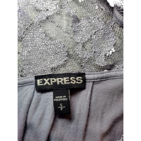 Express Womens Sleeveless Tunic Lace Blouse Gray Size Small - Picture 13 of 13